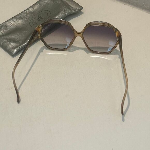 Vintage Christian Dior Oversized Round Sunglasses Pink Glitter Frame 80s Era main image 6